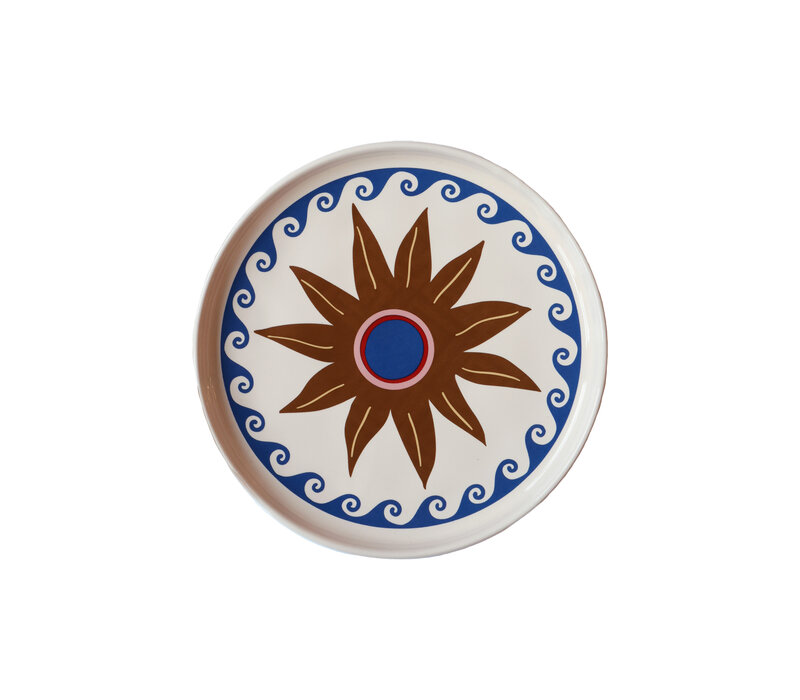 Serving Plate Star with Blue Waves