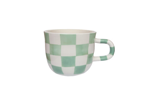 Mug Checkerboard Pattern Handpainted