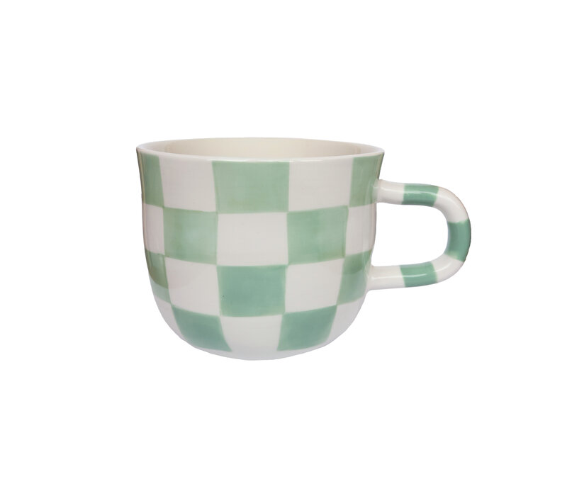 Mug Checkerboard Pattern Handpainted
