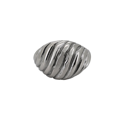 Grote Plain Croissant Ring Silverplated 