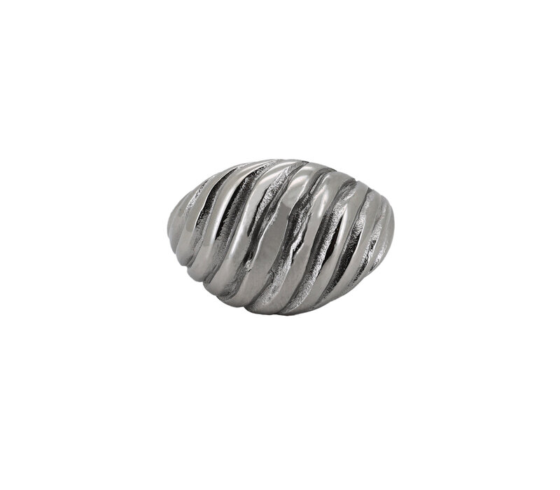 Large Plain Croissant Ring Silverplated