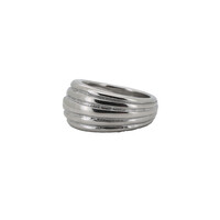 Large Horizontal Striped Ring Silverplated