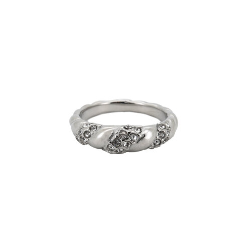 Gedraaid met Zirokonia Ring Silverplated 