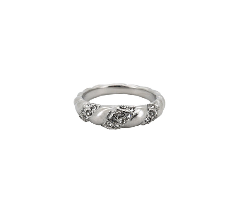 Gedraaid met Zirkonia Ring Silverplated