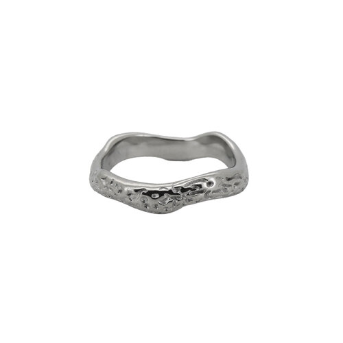 Medium Organic Textured Ring Silverplated 