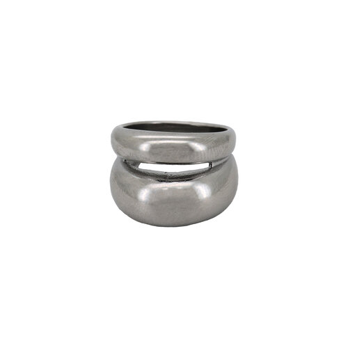 Large Double Plain Ring Silverplated 