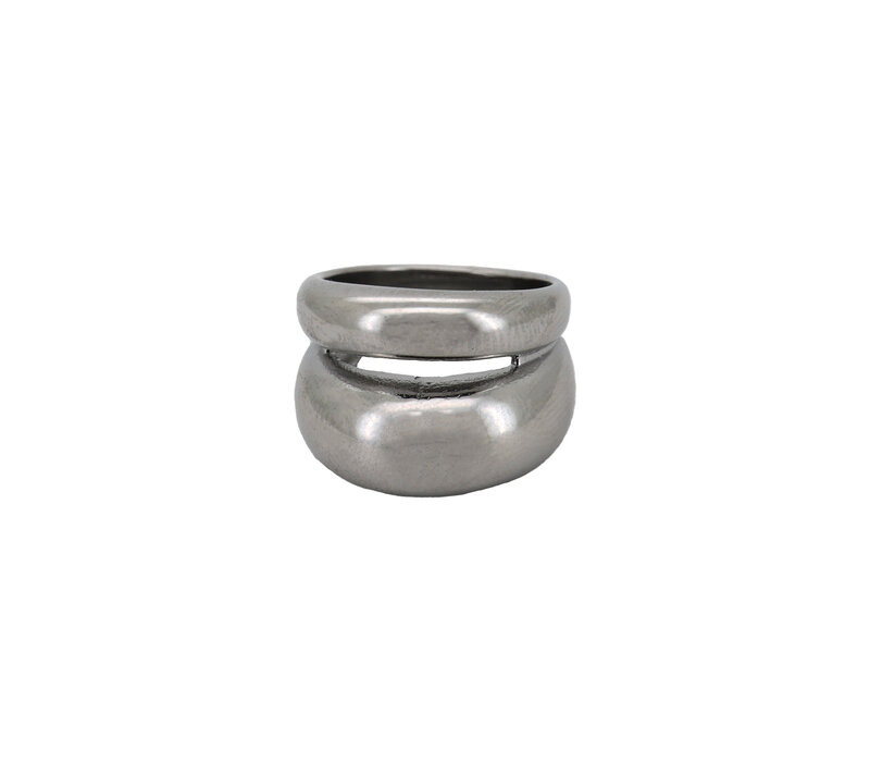 Grote Dubbel Plain Ring Silverplated