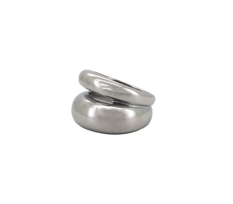 Large Double Plain Ring Silverplated