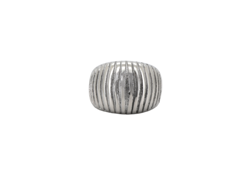 All the Luck in the World Large Vertical Striped Ring Silverplated