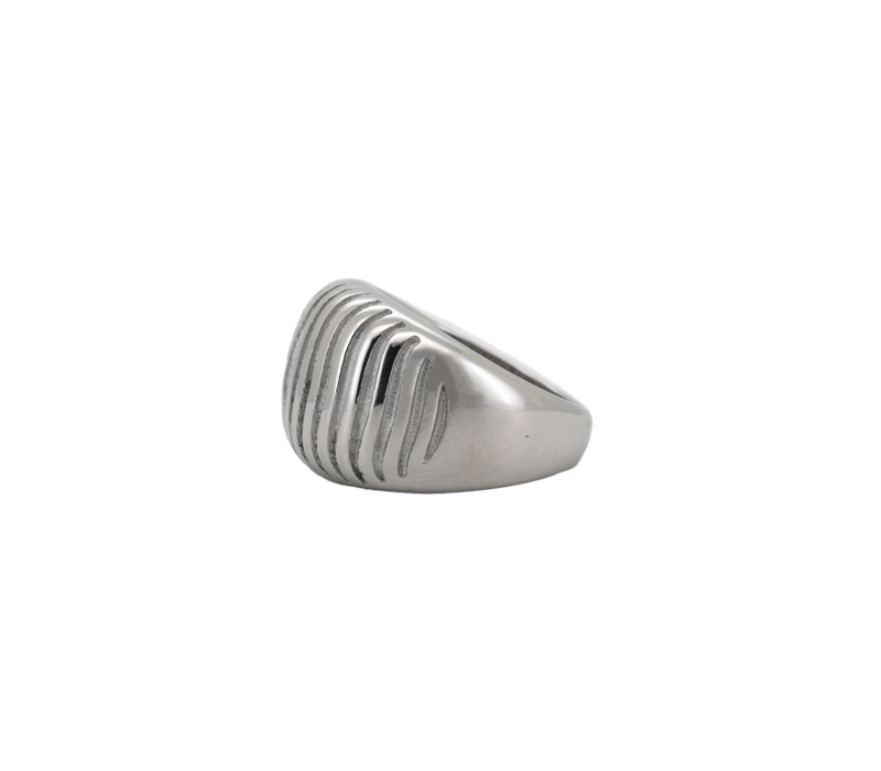 Grote Verticale Gestreepte Ring Silverplated