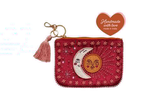 All the Luck in the World Small Beaded Pouch - Sun and Moon