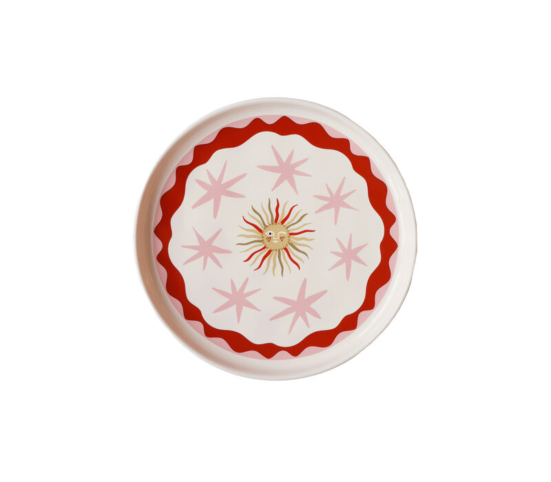 Serveerbord Zon met Roze Sterren