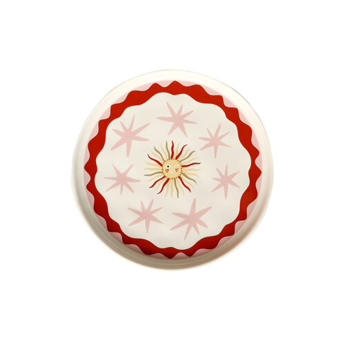 Serving Plate Sun with Pink Stars 