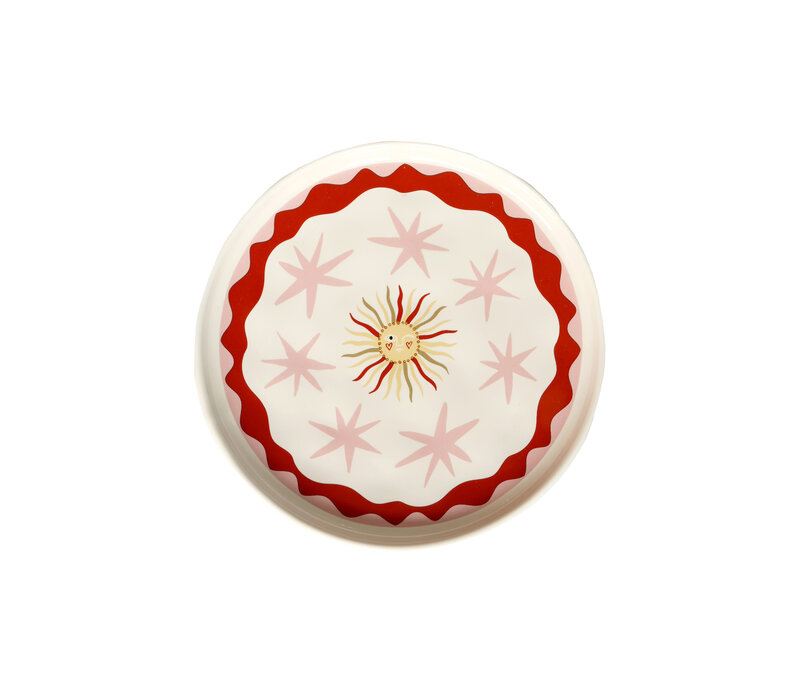 Serving Plate Sun with Pink Stars