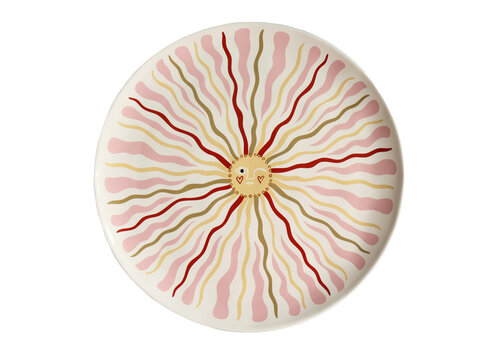 Groot Rond Bord met een Roze Zon