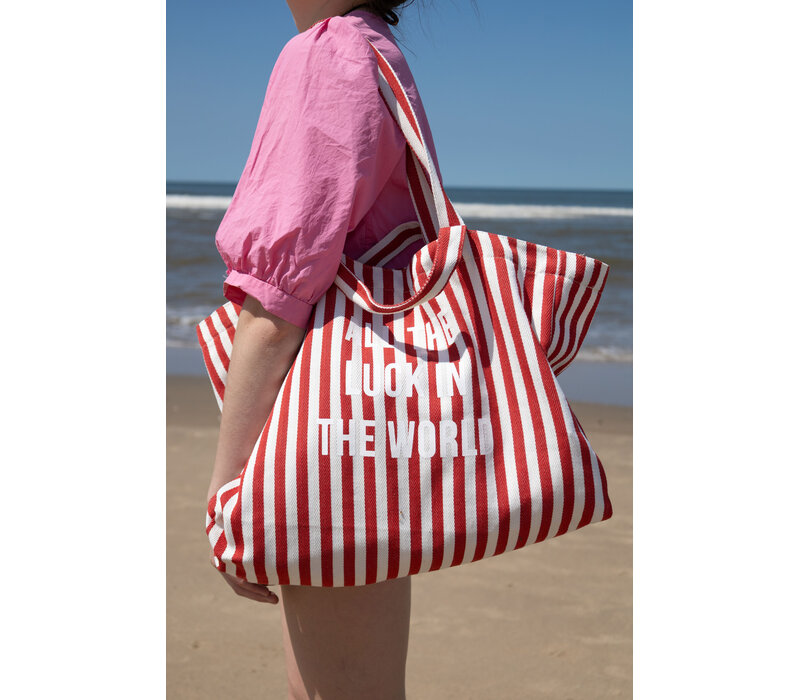 Grote Rood Gestreepte Tote Bag