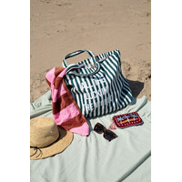 Groen Gestreepte Tote Bag