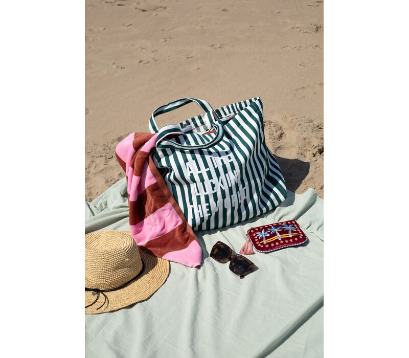 Groen Gestreepte Tote Bag