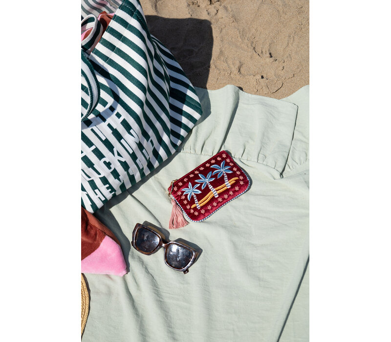 Small Beaded Pouch - Palmtrees