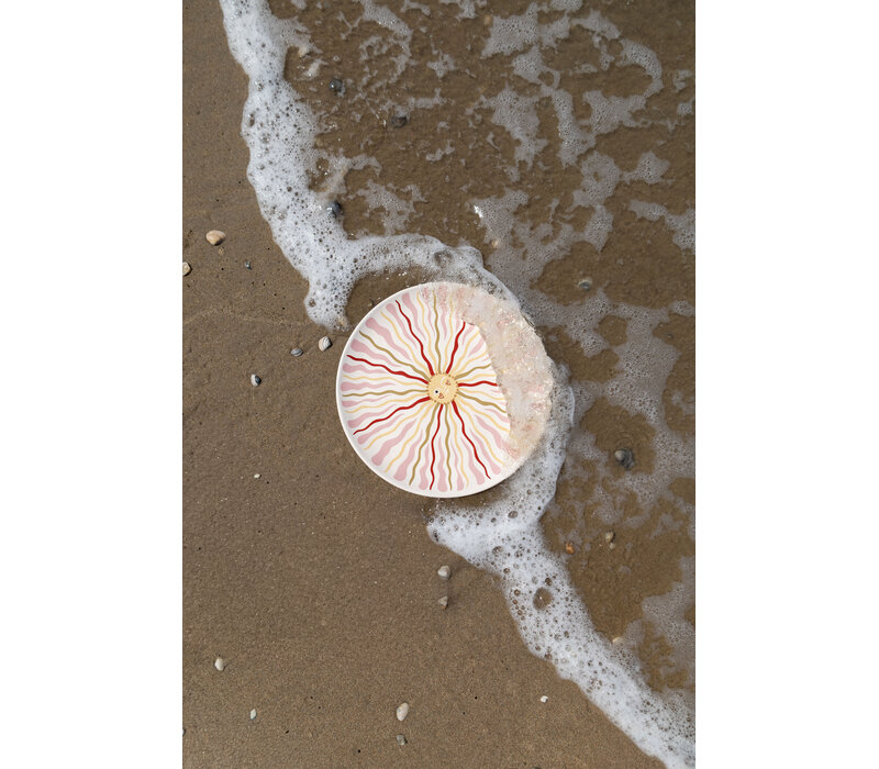 Large Round Plate with Pink Sun