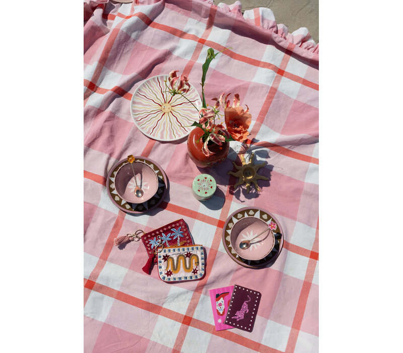 Large Round Plate with Pink Sun