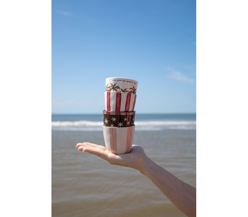 Cup Pink and Orange Stripes Handpainted