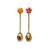 Brass Spoon Set – Orange and Pink Flower