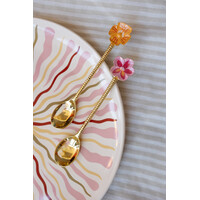Brass Spoon Set – Orange and Pink Flower