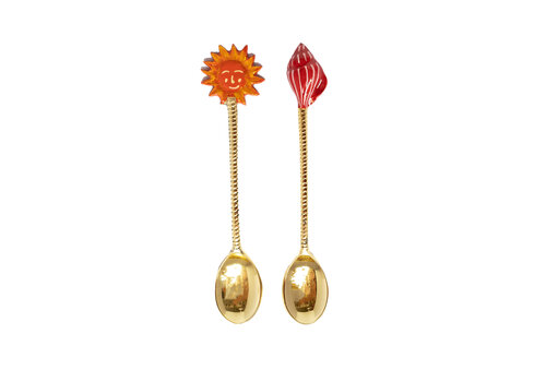 Messing Lepelset - Zon en Schelp