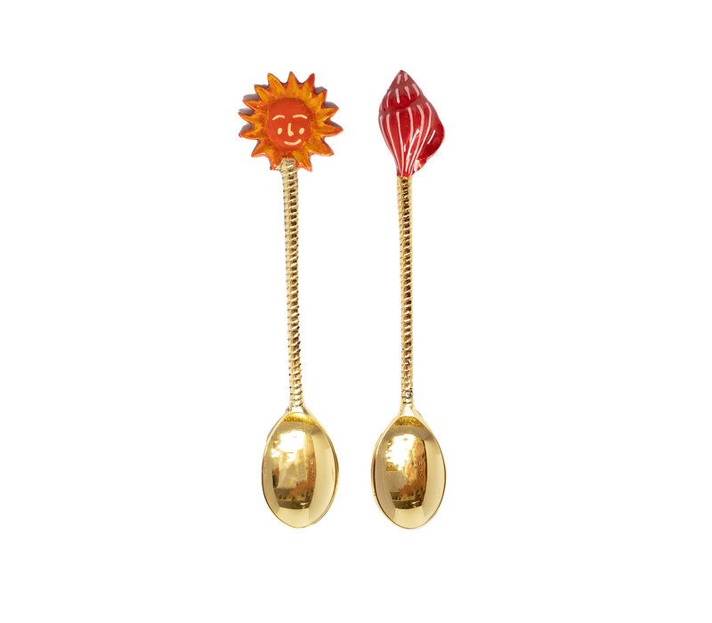 Messing Lepelset - Zon en Schelp