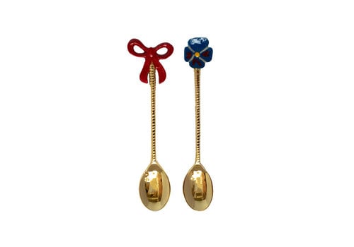 Brass Spoon Set – Bow and Blue Flower