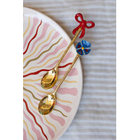 Messing Lepelset - Strik en Blauwe Bloem