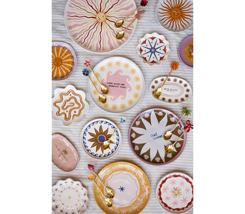 Messing Lepelset - Strik en Blauwe Bloem