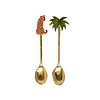 Messing Lepelset - Luipaard en Palmboom