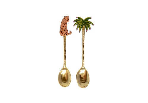 Brass Spoon Set – Leopard and Palmtree