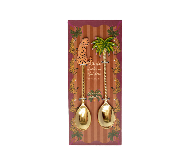Brass Spoon Set – Leopard and Palmtree