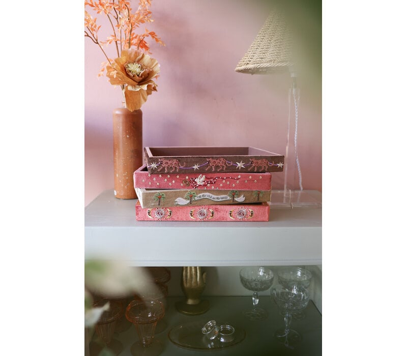 Large Beaded Square Velvet Display Tray - Sun and Moon