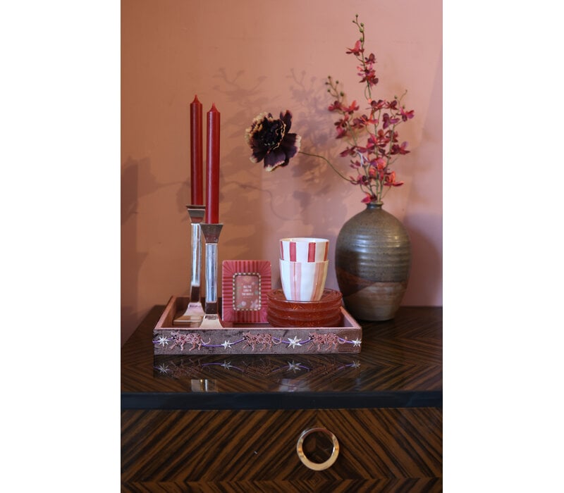 Large Beaded Square Velvet Display Tray - Leopards