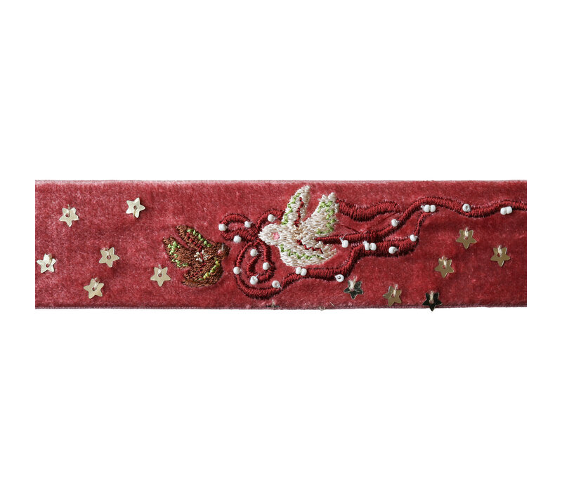 Large Beaded Square Velvet Display Tray - Bird and Bow