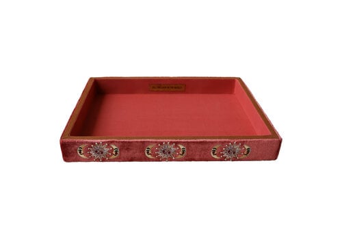 All the Luck in the World Large Beaded Square Velvet Display Tray - Sun and Moon