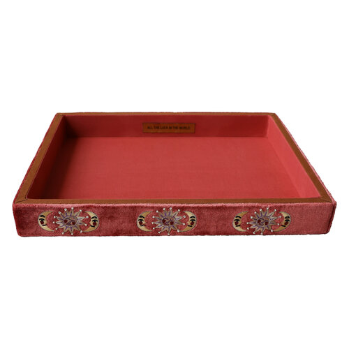 Grote Geborduurde Vierkante Fluwelen Display Tray - Zon en Maan 