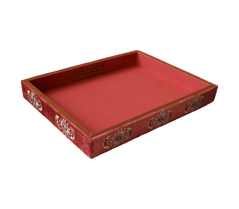 Large Beaded Square Velvet Display Tray - Sun and Moon