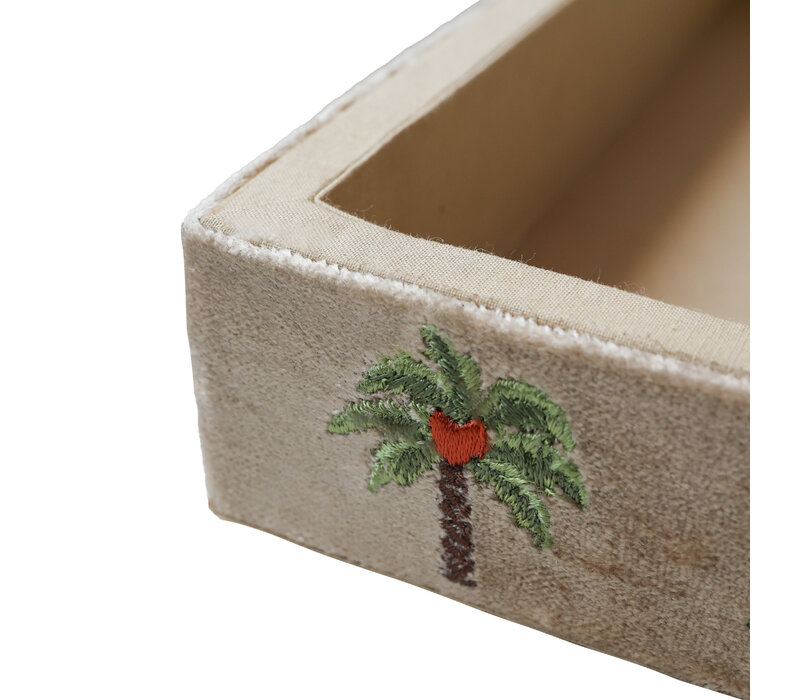 Large Beaded Square Velvet Display Tray - Palmtrees