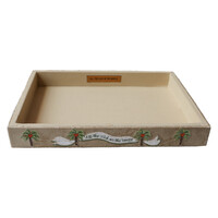 Large Beaded Square Velvet Display Tray - Palmtrees