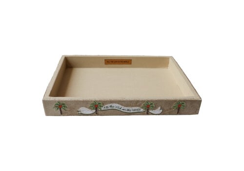 All the Luck in the World Large Beaded Square Velvet Display Tray - Palmtrees