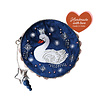 All the Luck in the World Beaded Night Blue Pouch Swan
