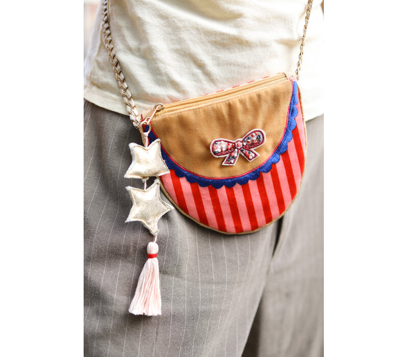 Striped Sling Bag with Bow and Stars