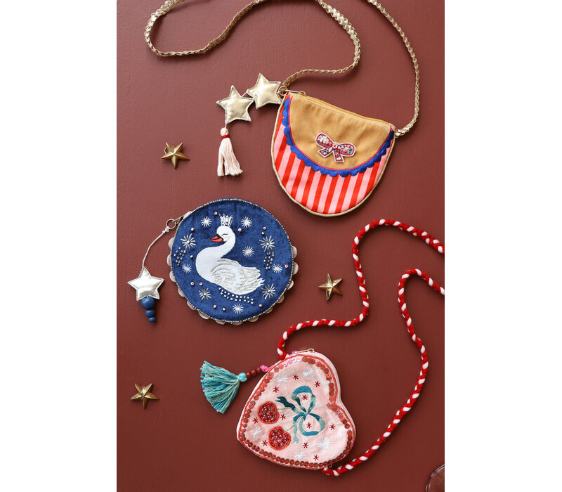 Beaded Night Blue Pouch Swan