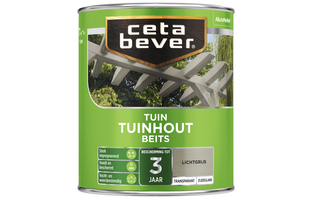 Transparante tuinhout beits lichtgrijs Zijdeglans 0,75 Liter