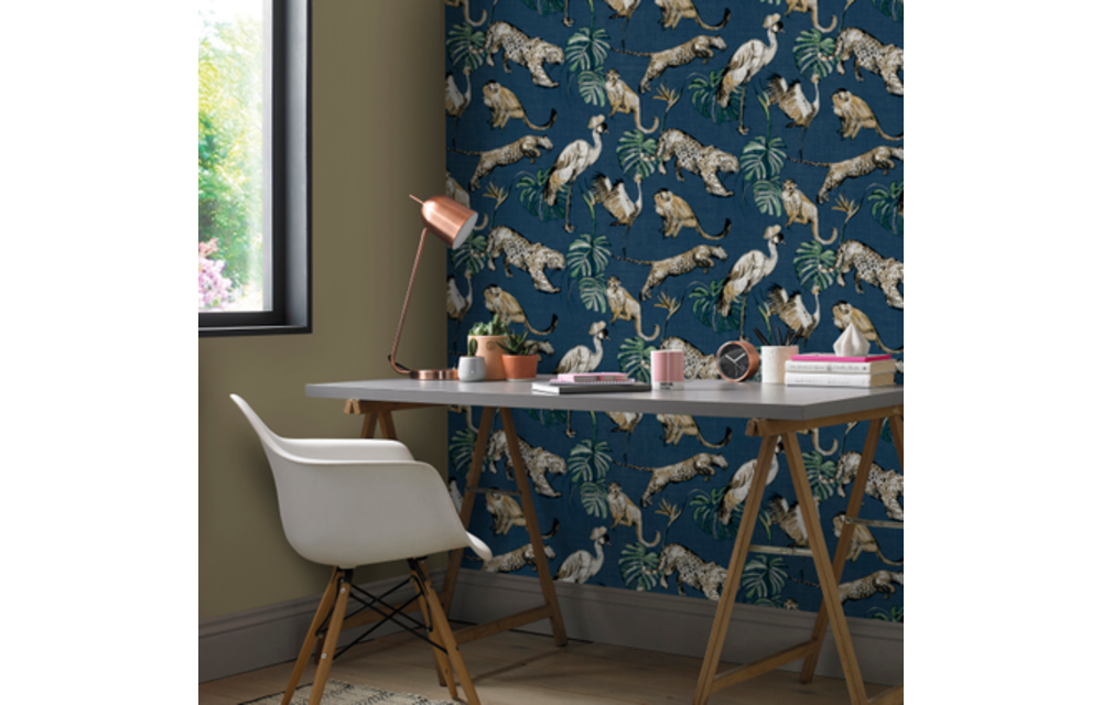 Zero Behang - Exotische dieren Blauw